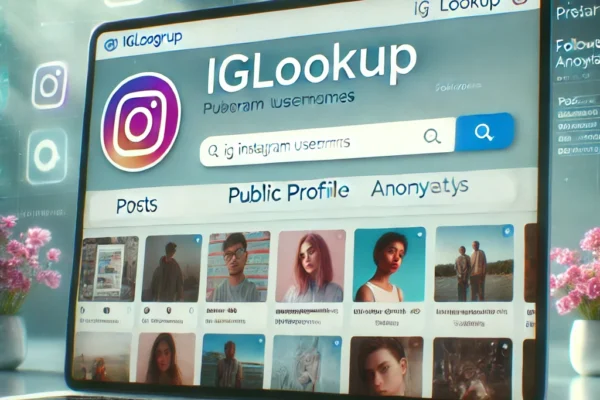iglookup platform showing Instagram profile search with detailed insights.