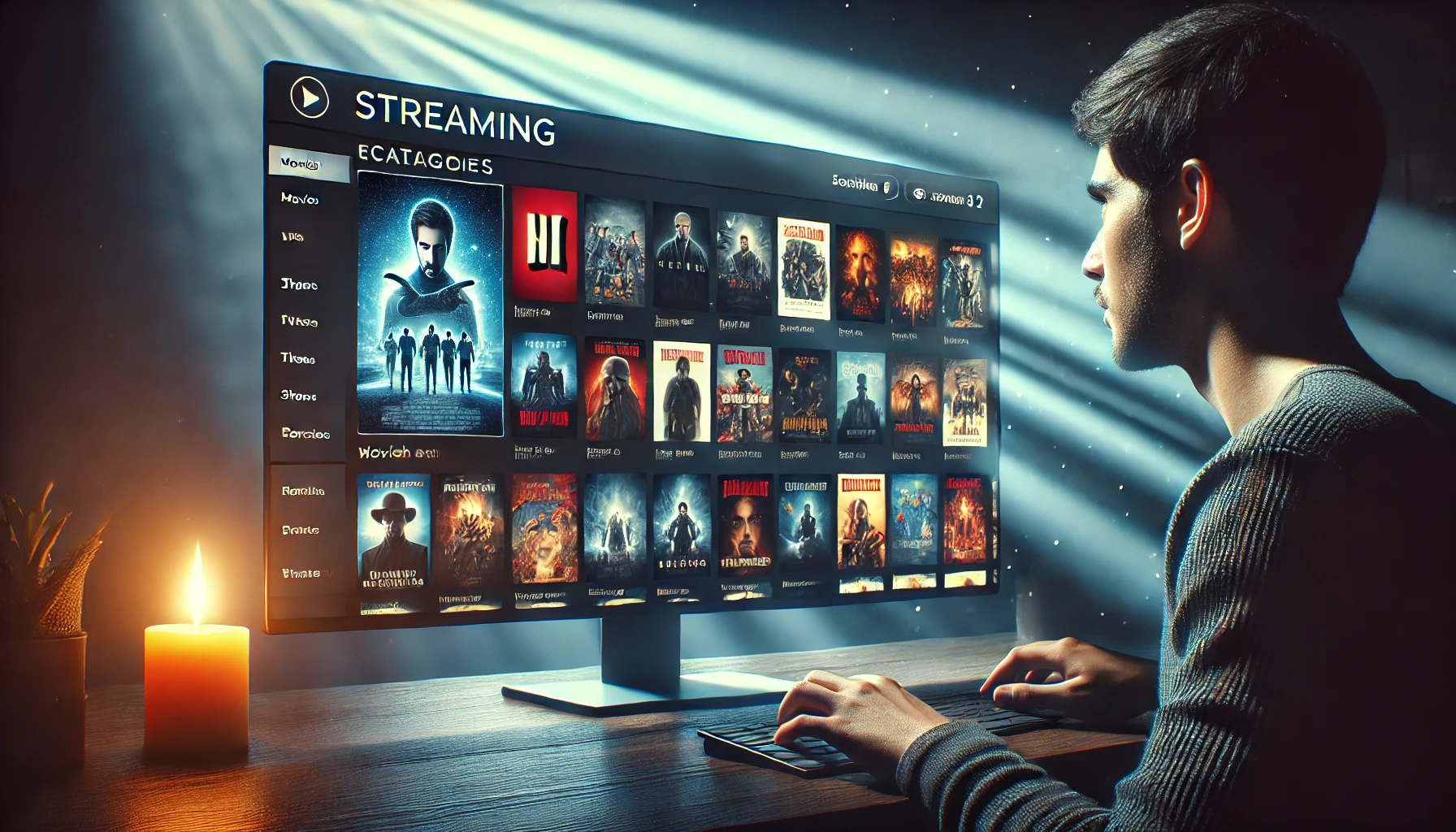 A user browsing the 123MoviesFree website interface, showcasing a vast collection of movies and TV shows available for streaming.